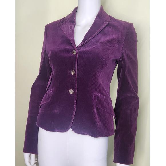 Ralph Lauren Blue Label Corduroy Blazer Jacket Womens 4 Purple Classic Preppy - Picture 1 of 12